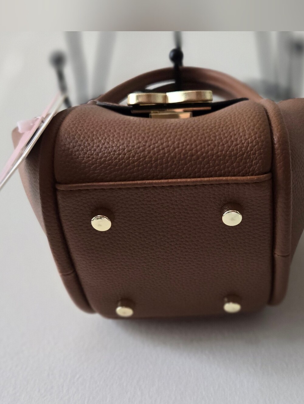 House Of LittleBunny Brown Pebbled Leather Mini Top-Handle Bag & Crossbody Strap - Picture 2 of 8